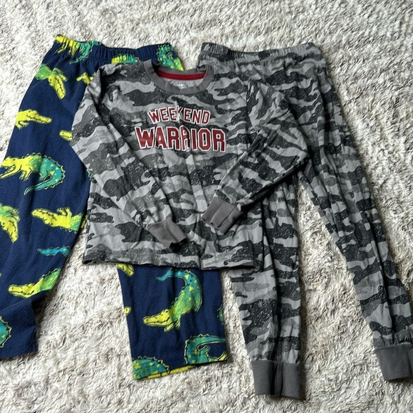 6 grey, warrior two-piece pajamas, George, and child of mine alligator - Picture 1 of 5